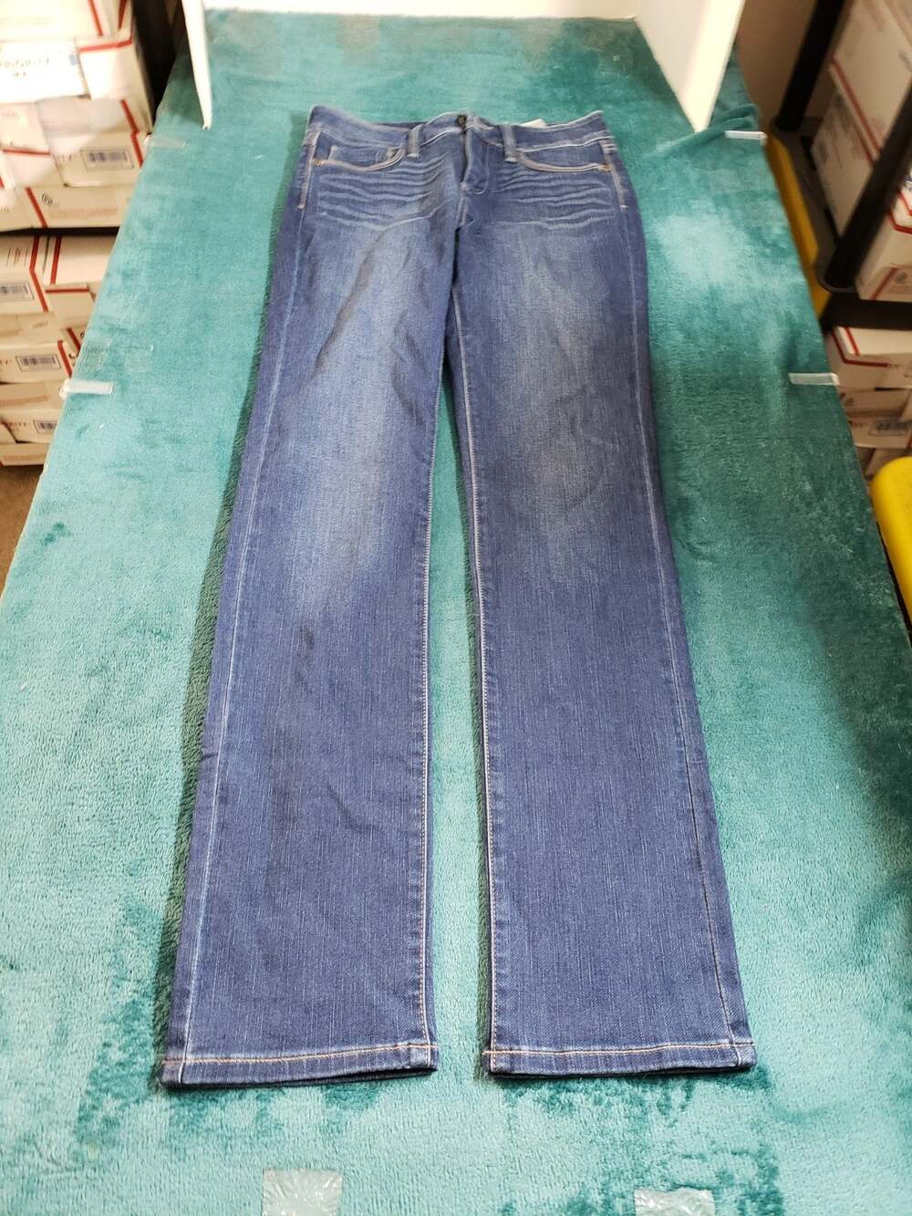 NYDJ Jeans Size 4 Womens Blue Stretch Pant Denim Mid Rise Samantha Slim Straight